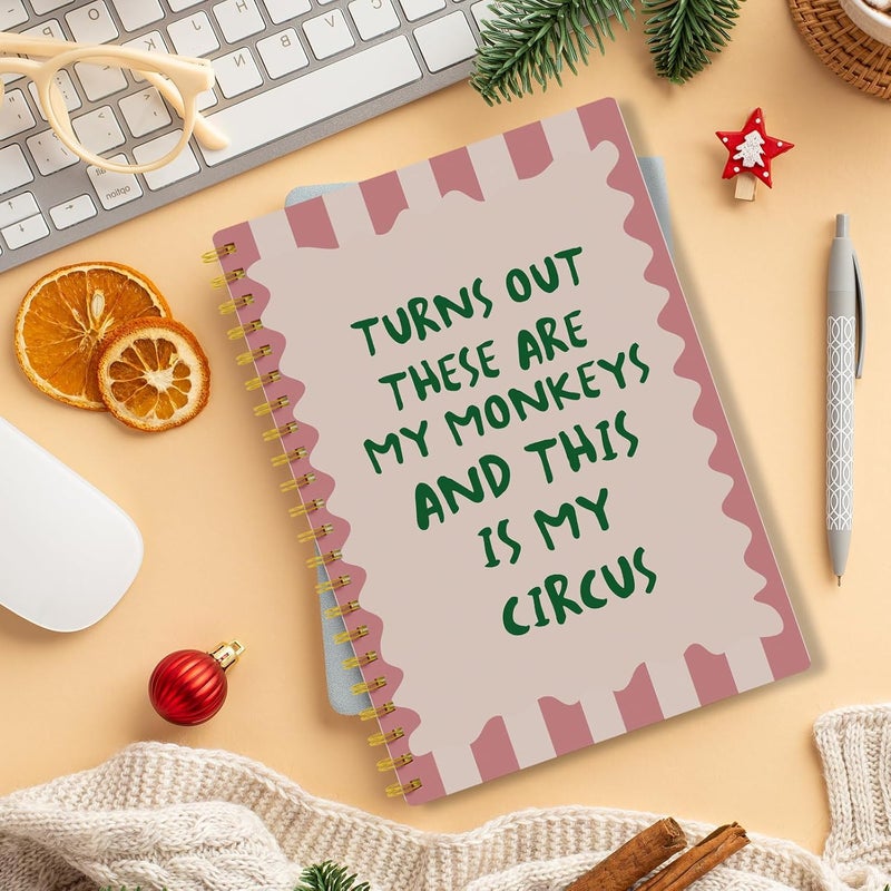 EKGJW Funny Monkey Circus Notebook Journal-Sarcastic Mental Health Spiral Notebook 5.5x8.3,Overwhelmed Humor Gifts for Women Coworkers Boss,Quirky Office Supplies - Image 3
